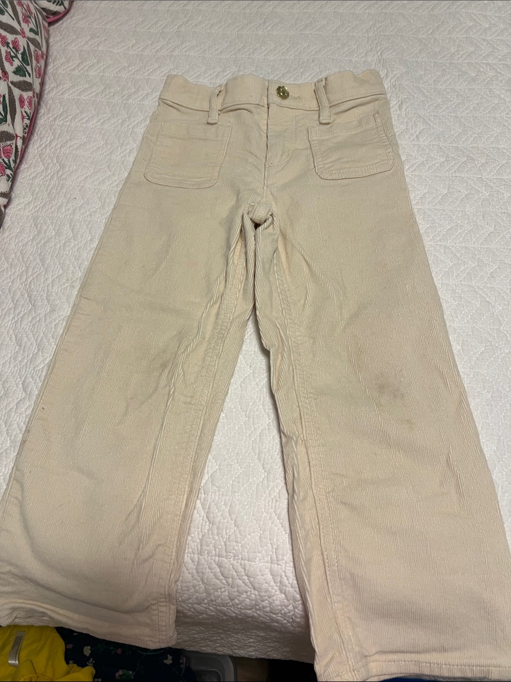 Crewcuts Cream Corduroy Wide-Leg Jeans